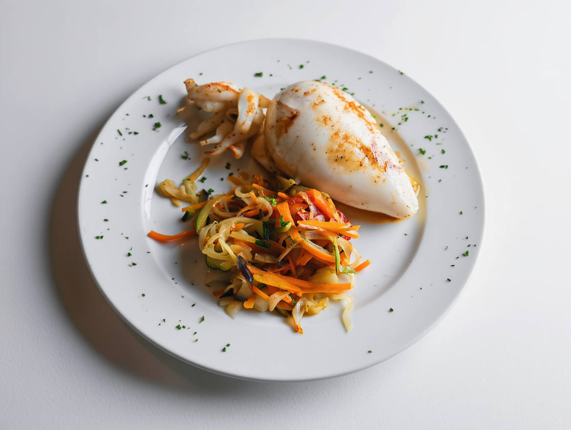 Sepia a la plancha con verduras