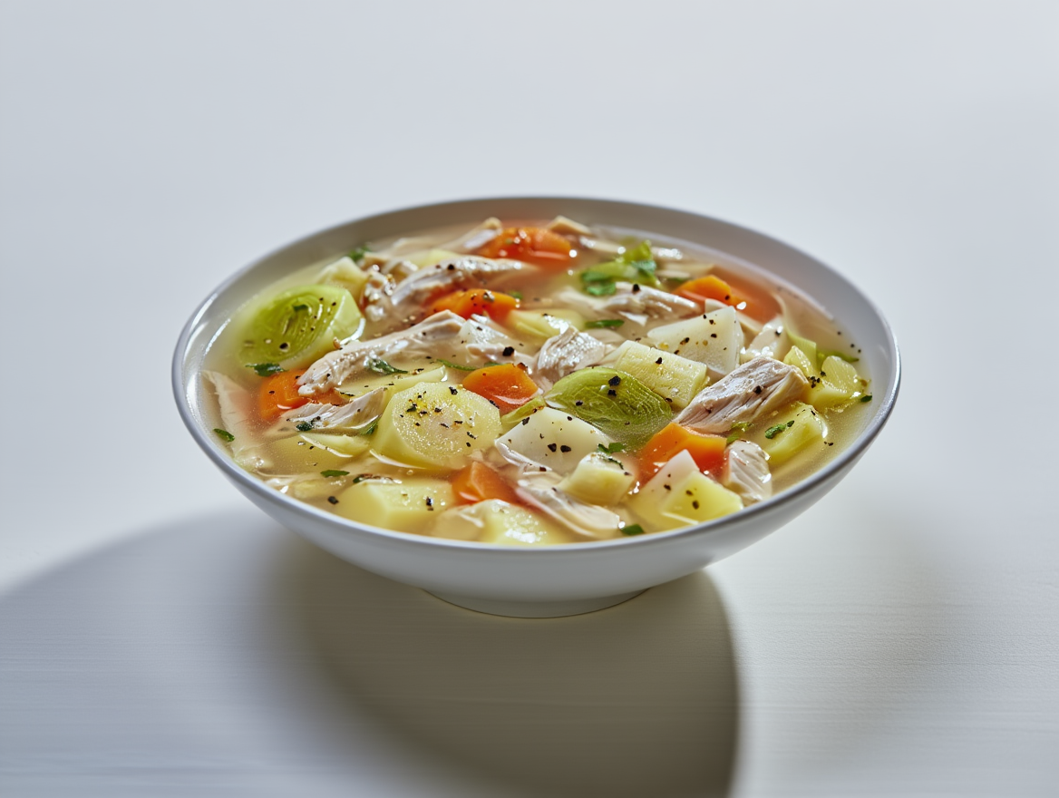 Sopa casera con pollo