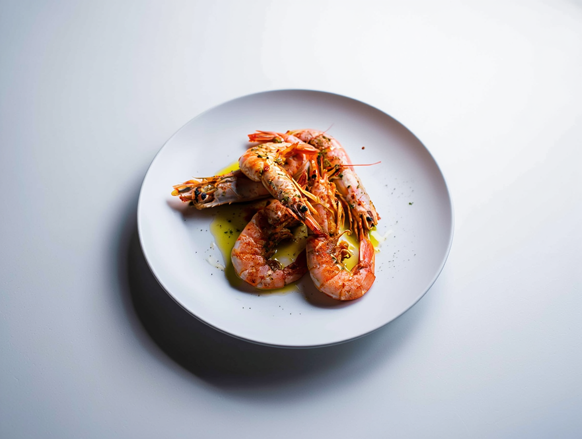 Gambas a la plancha con aceite de oliva